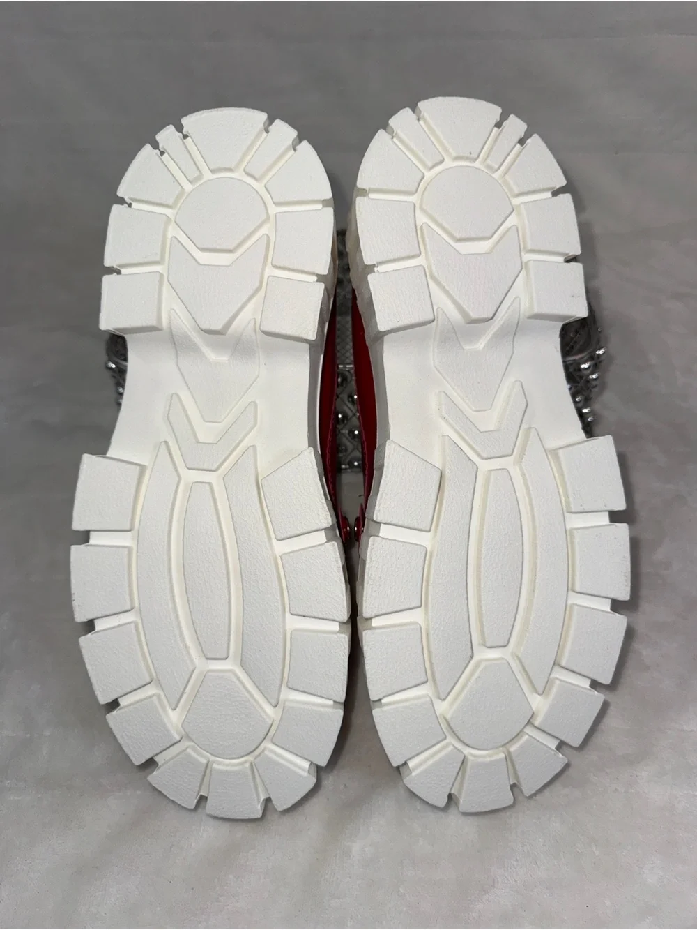 Patent Red Platform Loafers with Chunky White Sole size 8W